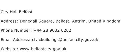 City Hall Belfast Address Contact Number