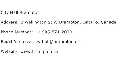 City Hall Brampton Address Contact Number