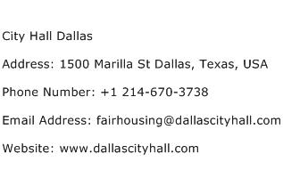 City Hall Dallas Address Contact Number