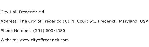 City Hall Frederick Md Address Contact Number