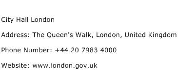 City Hall London Address Contact Number