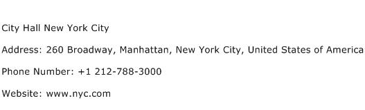 City Hall New York City Address Contact Number