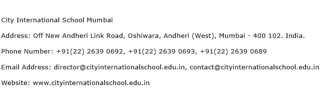 City International School Mumbai Address Contact Number