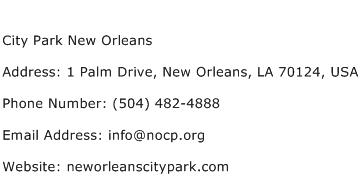 City Park New Orleans Address Contact Number