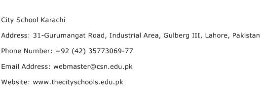 City School Karachi Address Contact Number