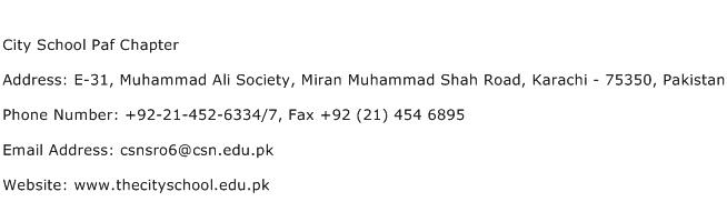 City School Paf Chapter Address Contact Number
