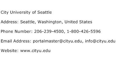 City University of Seattle Address Contact Number