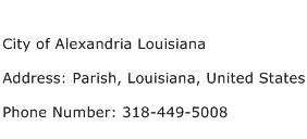 City of Alexandria Louisiana Address Contact Number