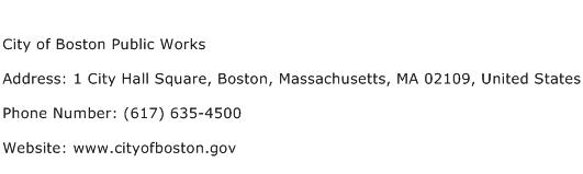 City of Boston Public Works Address Contact Number