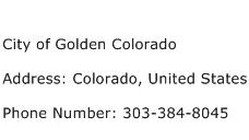 City of Golden Colorado Address Contact Number