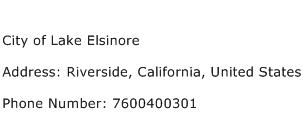 City of Lake Elsinore Address Contact Number