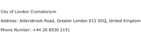 City of London Crematorium Address Contact Number