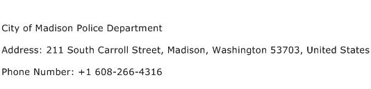 City of Madison Police Department Address Contact Number