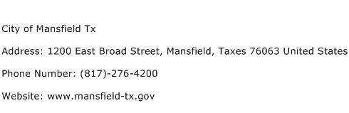 City of Mansfield Tx Address Contact Number