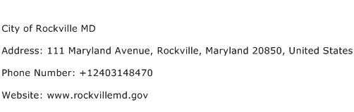 City of Rockville MD Address Contact Number