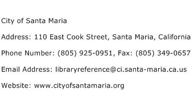 City of Santa Maria Address Contact Number