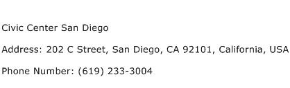 Civic Center San Diego Address Contact Number