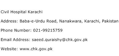 Civil Hospital Karachi Address Contact Number