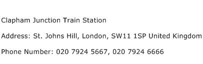 Clapham Junction Train Station Address Contact Number