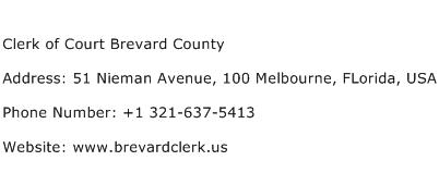 Clerk of Court Brevard County Address Contact Number