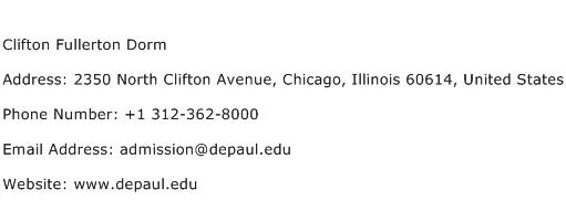Clifton Fullerton Dorm Address Contact Number