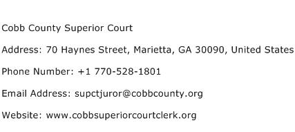 Cobb County Superior Court Address Contact Number of Cobb County