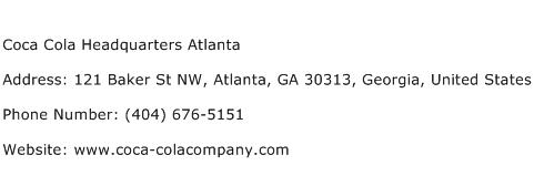Coca Cola Headquarters Atlanta Address Contact Number