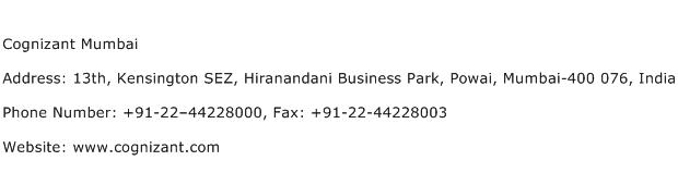 Cognizant Mumbai Address Contact Number