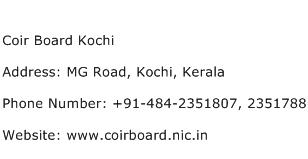 Coir Board Kochi Address Contact Number