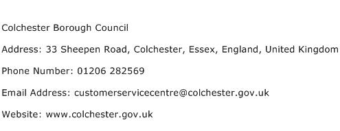 Colchester Borough Council Address Contact Number