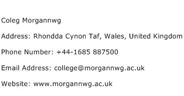 Coleg Morgannwg Address Contact Number