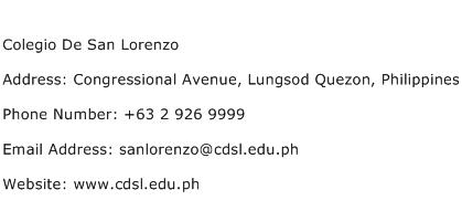 Colegio De San Lorenzo Address Contact Number