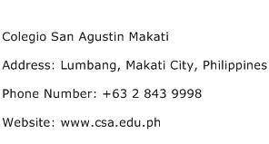 Colegio San Agustin Makati Address Contact Number