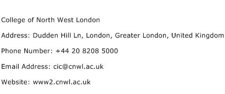 College of North West London Address Contact Number