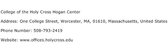 College of the Holy Cross Hogan Center Address Contact Number