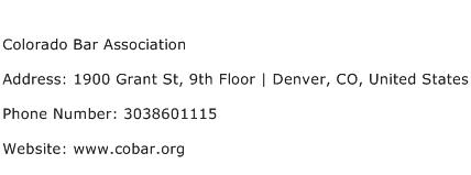 Colorado Bar Association Address Contact Number