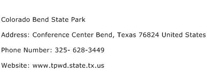 Colorado Bend State Park Address Contact Number