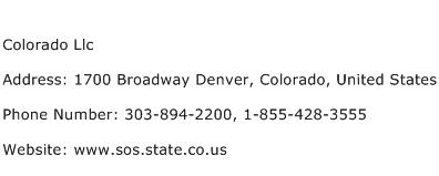 Colorado Llc Address Contact Number