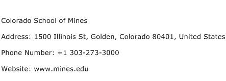 Colorado School of Mines Address Contact Number