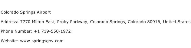 Colorado Springs Airport Address Contact Number