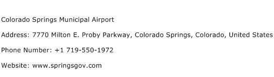Colorado Springs Municipal Airport Address Contact Number