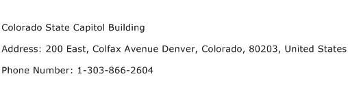 Colorado State Capitol Building Address Contact Number