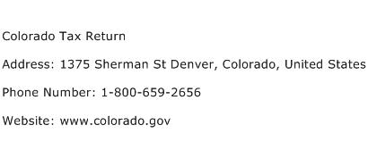 Colorado Tax Return Address Contact Number