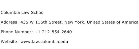 Columbia Law School Address Contact Number