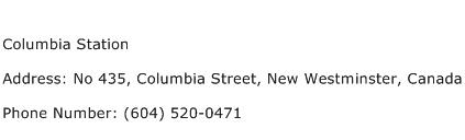 Columbia Station Address Contact Number