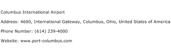 Columbus International Airport Address Contact Number