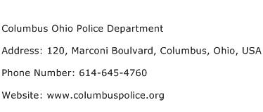 Columbus Ohio Police Department Address Contact Number