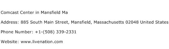 Comcast Center in Mansfield Ma Address Contact Number