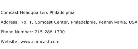 Comcast Headquarters Philadelphia Address Contact Number