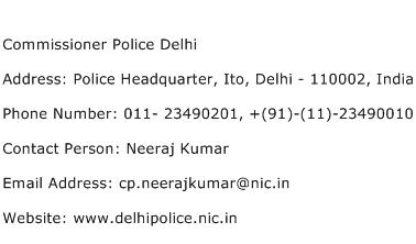 Commissioner Police Delhi Address Contact Number
